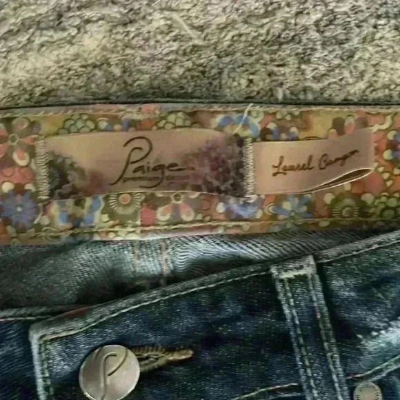 Paige low rise bootcut, distressed dark wash jeans - Picture 2 of 7